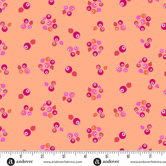 Perfect Day- Orange Bleubs: Sold by the 1/2 Yard.