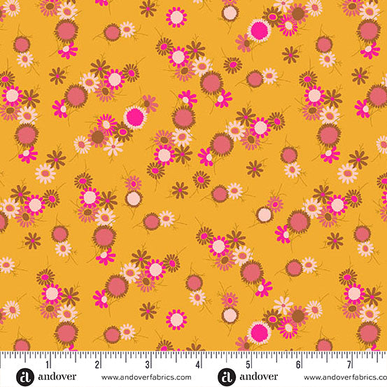 Jinny- Marigold Daisy Chain: Sold by the 1/2 yard