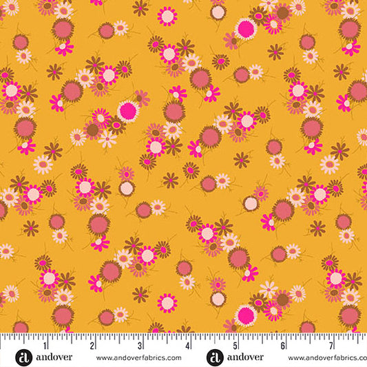 Jinny- Marigold Daisy Chain: Sold by the 1/2 yard