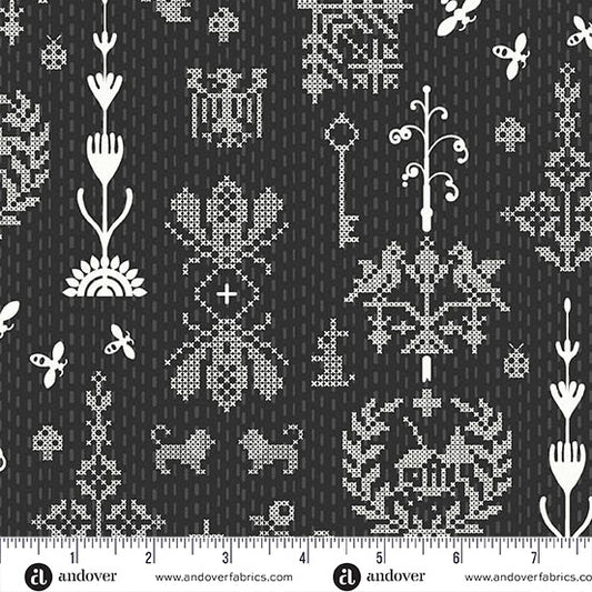 Jinny- Panda Redwork: Sold by the 1/2 yard