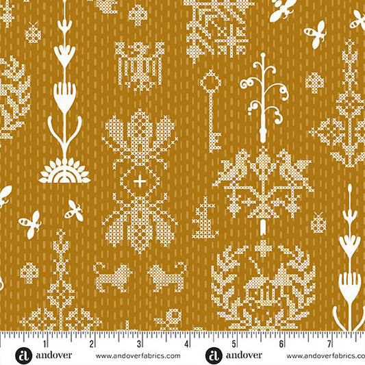 Jinny- Amber Redwork: Sold by the 1/2 yard