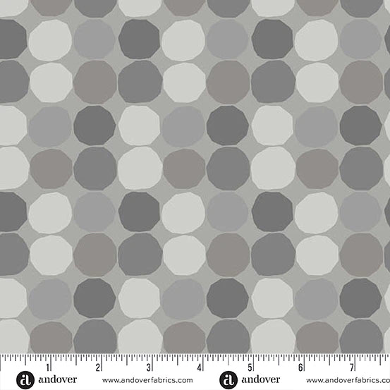 Prismatic- Dove Wonky Dots: Sold by the 1/2 Yard.