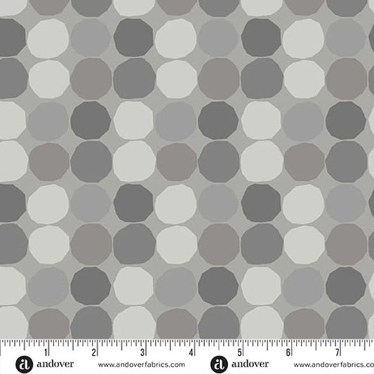 Prismatic- Dove Wonky Dots: Sold by the 1/2 Yard.