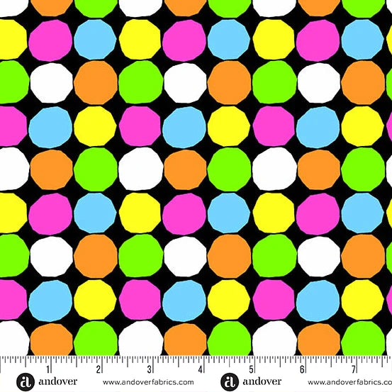 Prismatic- Burst Wonky Dots: Sold by the 1/2 Yard.