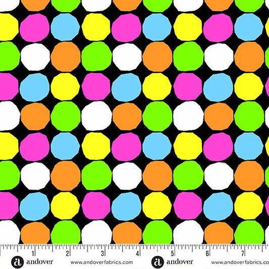 Prismatic- Burst Wonky Dots: Sold by the 1/2 Yard.