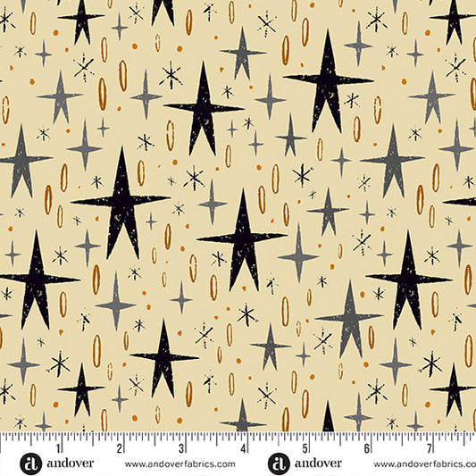 Nevermore- Cream Tall Stars: Sold By The 1/2 Yard.
