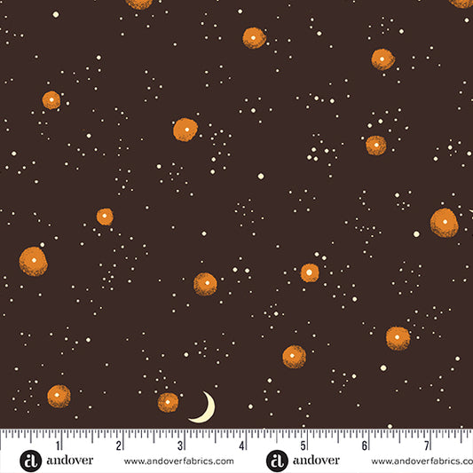 Nevermore-Black Galaxy with Moon: Sold By The 1/2 Yard.
