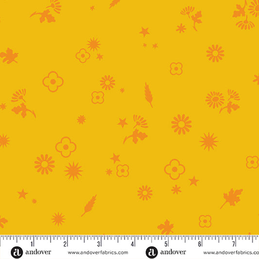 Postmark- Daffodil Margin: Sold by the 1/2 yard.