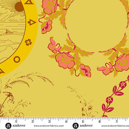 Camp Kitschy Lala- Mustard Thankful: Sold by the 1/2 yard