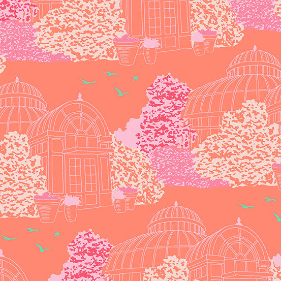 Flora and Fauna- Melon Conservatory: Sold by the 1/2 yard