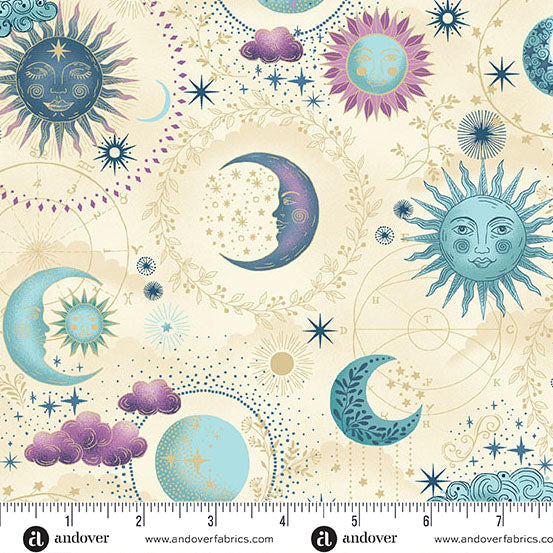 Luna- Cream Cosmos: Sold by the 1/2 yard