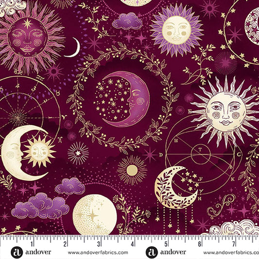 Luna- Red Cosmos: Sold by the 1/2 yard