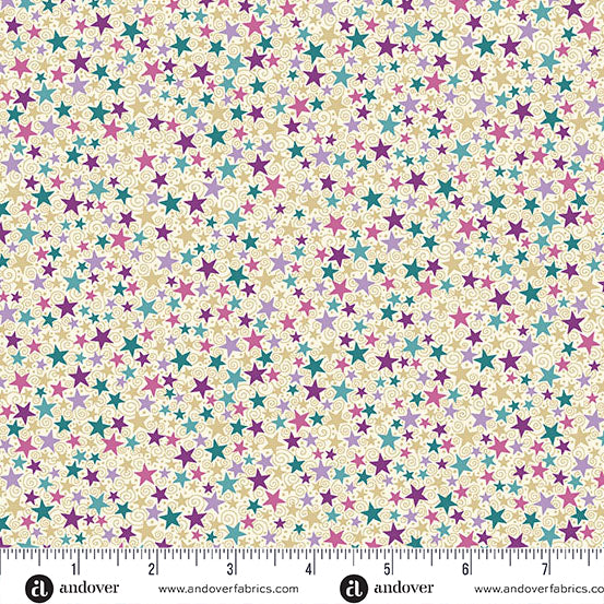 Luna- Cream Star: Sold by the 1/2 yard