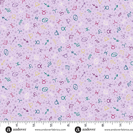 Luna- Purple Zodiac: Sold by the 1/2 yard