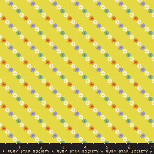 Ooh Lucky Lucky- Citron Garland Stripe: Sold by the 1/2 yard