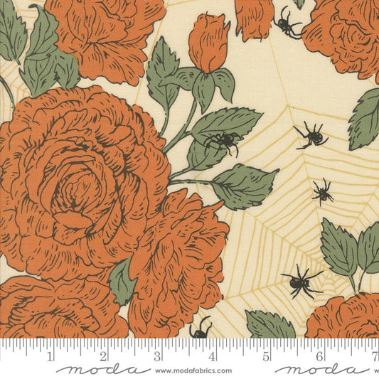 Home Sweet Haunt- Bone Haunted Roses: Sold by the 1/2 yard