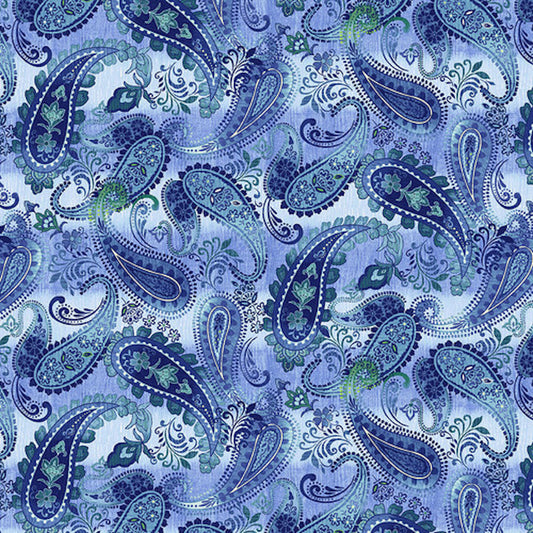 Bella Blue Birds- Blue Paisley: Sold by the 1/2 yard.