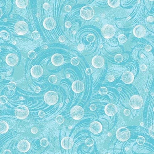 M'Ocean- Aqua Tossed Bubbles: Sold by the 1/2 yard.