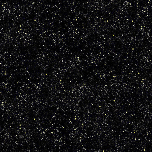 Wings of Gold- Golden Dots Black Metallic : Sold By The 1/2 Yard