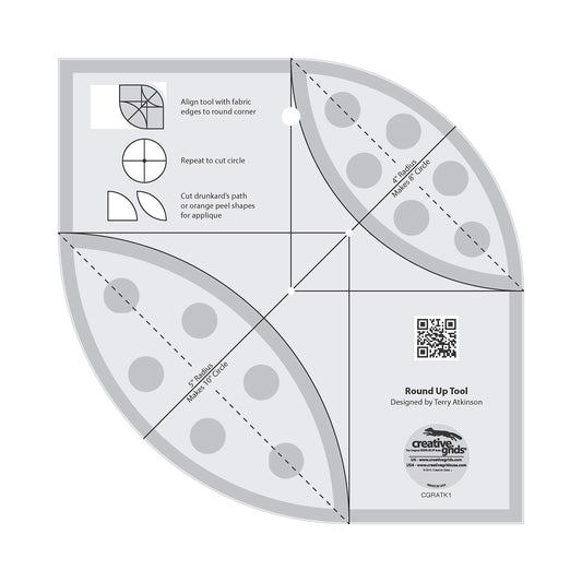 Creative Grids Round Up Tool - Non-Slip Ruler - Acrylic Template