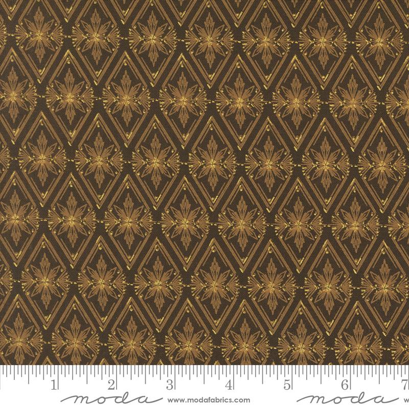 Old World Yuletide- Espresso Metallic Twinkle Tradition: Sold by the 1/2 Yard