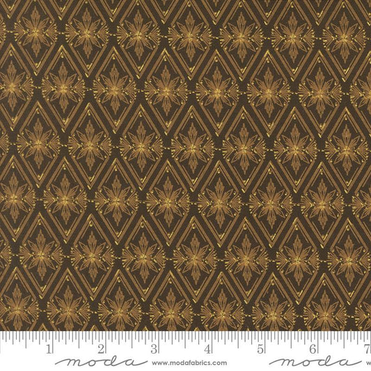 Old World Yuletide- Espresso Metallic Twinkle Tradition: Sold by the 1/2 Yard