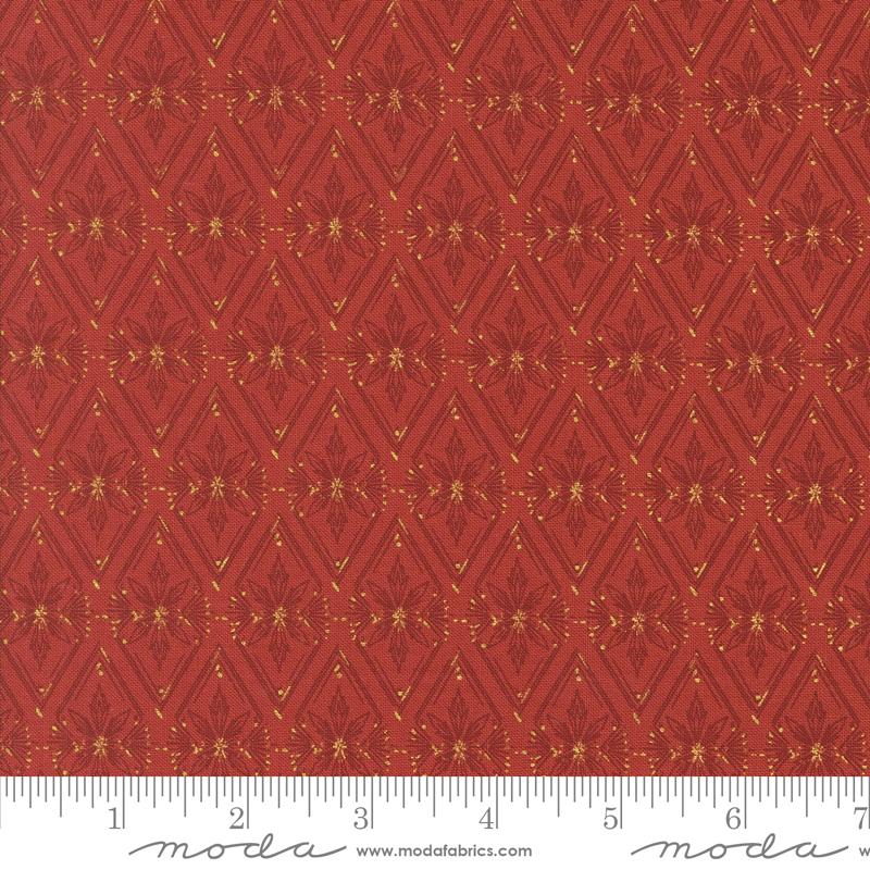 Old World Yuletide- Poinsettia Metallic Twinkle Tradition: Sold by the 1/2 Yard