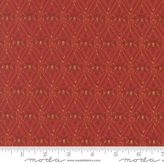 Old World Yuletide- Poinsettia Metallic Twinkle Tradition: Sold by the 1/2 Yard