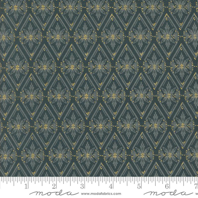 Old World Yuletide- Midnight Metallic Twinkle Tradition: Sold by the 1/2 Yard