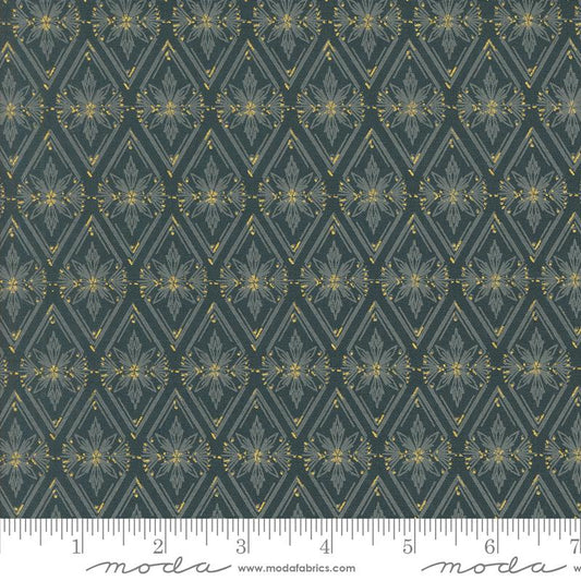 Old World Yuletide- Midnight Metallic Twinkle Tradition: Sold by the 1/2 Yard
