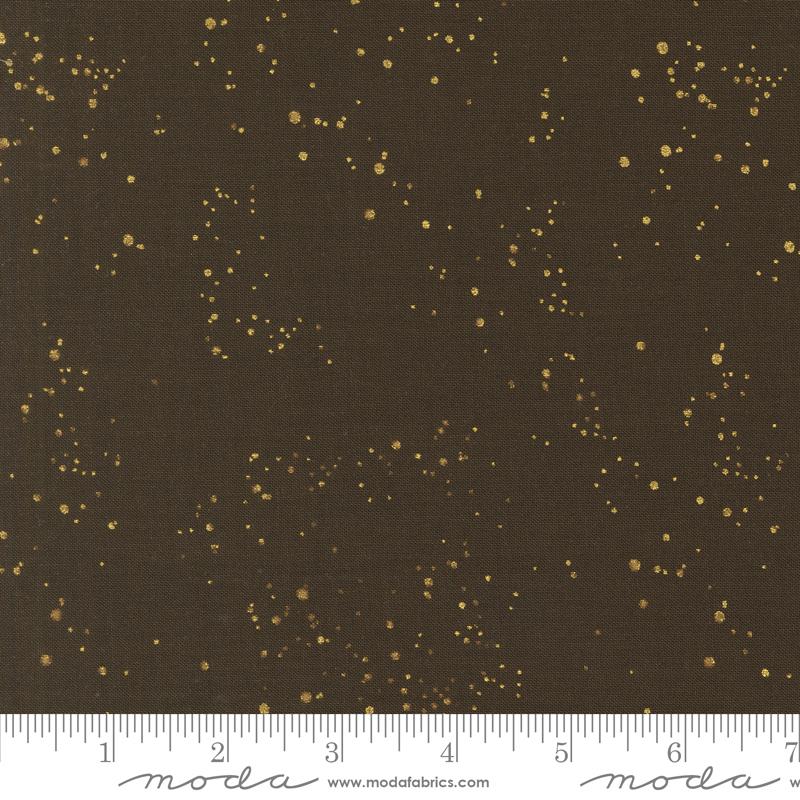 Old World Yuletide- Espresso Metallic Speckled Sky: Sold by the 1/2 Yard