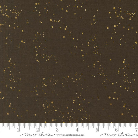 Old World Yuletide- Espresso Metallic Speckled Sky: Sold by the 1/2 Yard