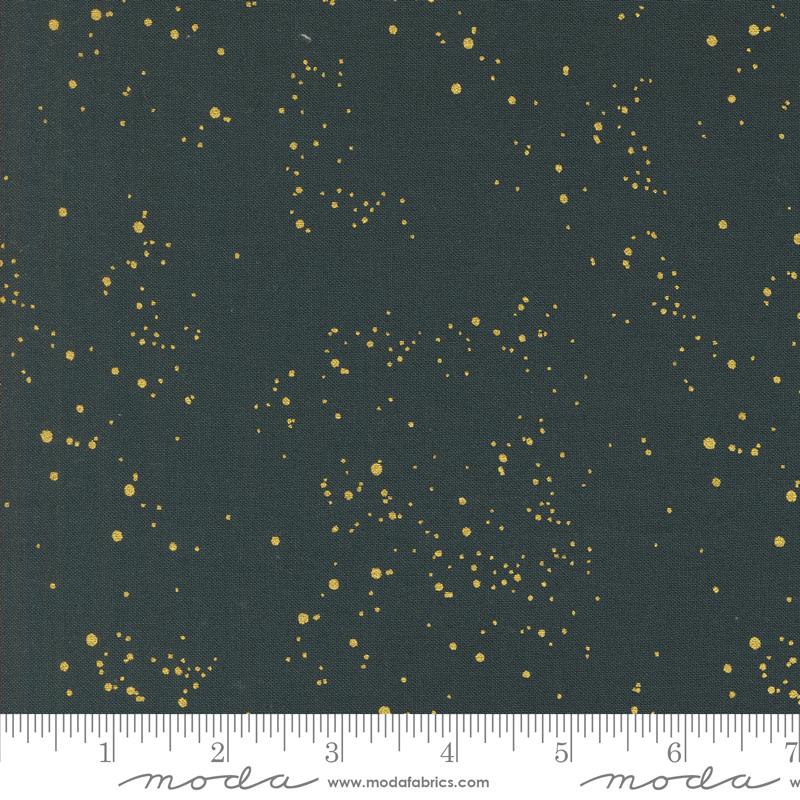Old World Yuletide- Midnight Metallic Speckled Sky: Sold by the 1/2 Yard