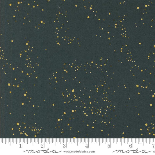 Old World Yuletide- Midnight Metallic Speckled Sky: Sold by the 1/2 Yard
