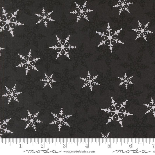 Winter Friends- Charcoal Black Falling Snow: Sold by the 1/2 Yard