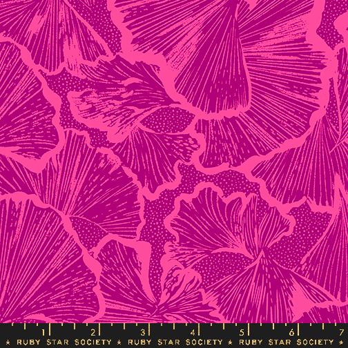 Glow Garden- Light berry Ginko Floral: Sold by the 1/2 yard