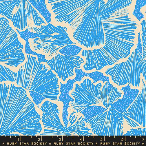 Glow Garden- Lindley Blue Ginko Floral: Sold by the 1/2 yard