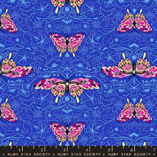 Glow Garden- Blacklight Morning Moth: Sold by the 1/2 yard