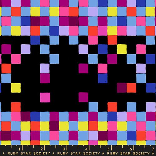 Glow Garden- Black Pixels: Sold by the 1/2 yard