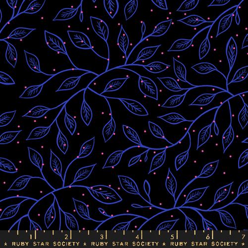 Glow Garden- Black Wandering Vine: Sold by the 1/2 yard