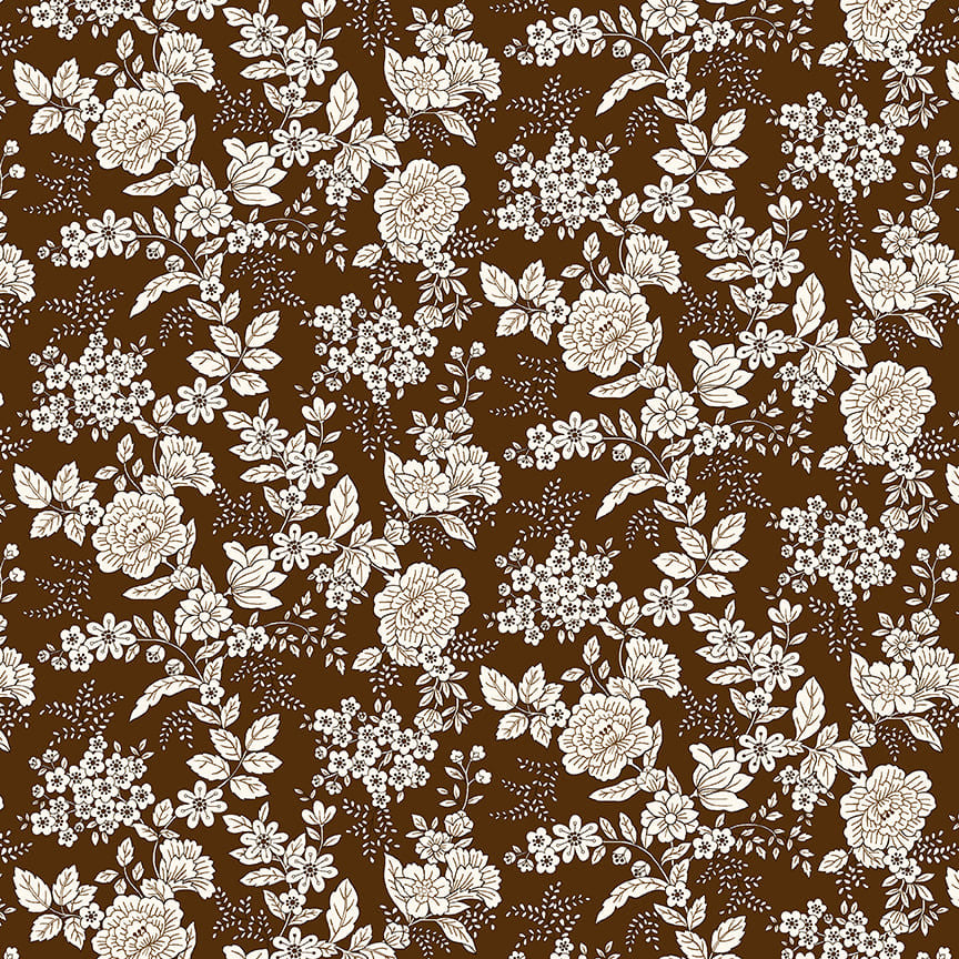 Tranquility- Brown Floral: Sold by the 1/2 yard