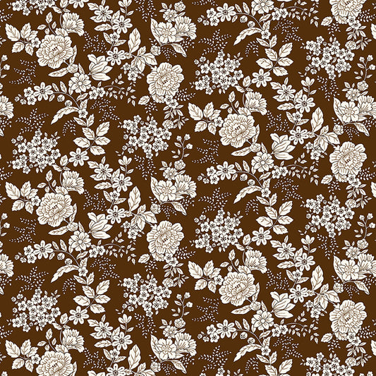 Tranquility- Brown Floral: Sold by the 1/2 yard