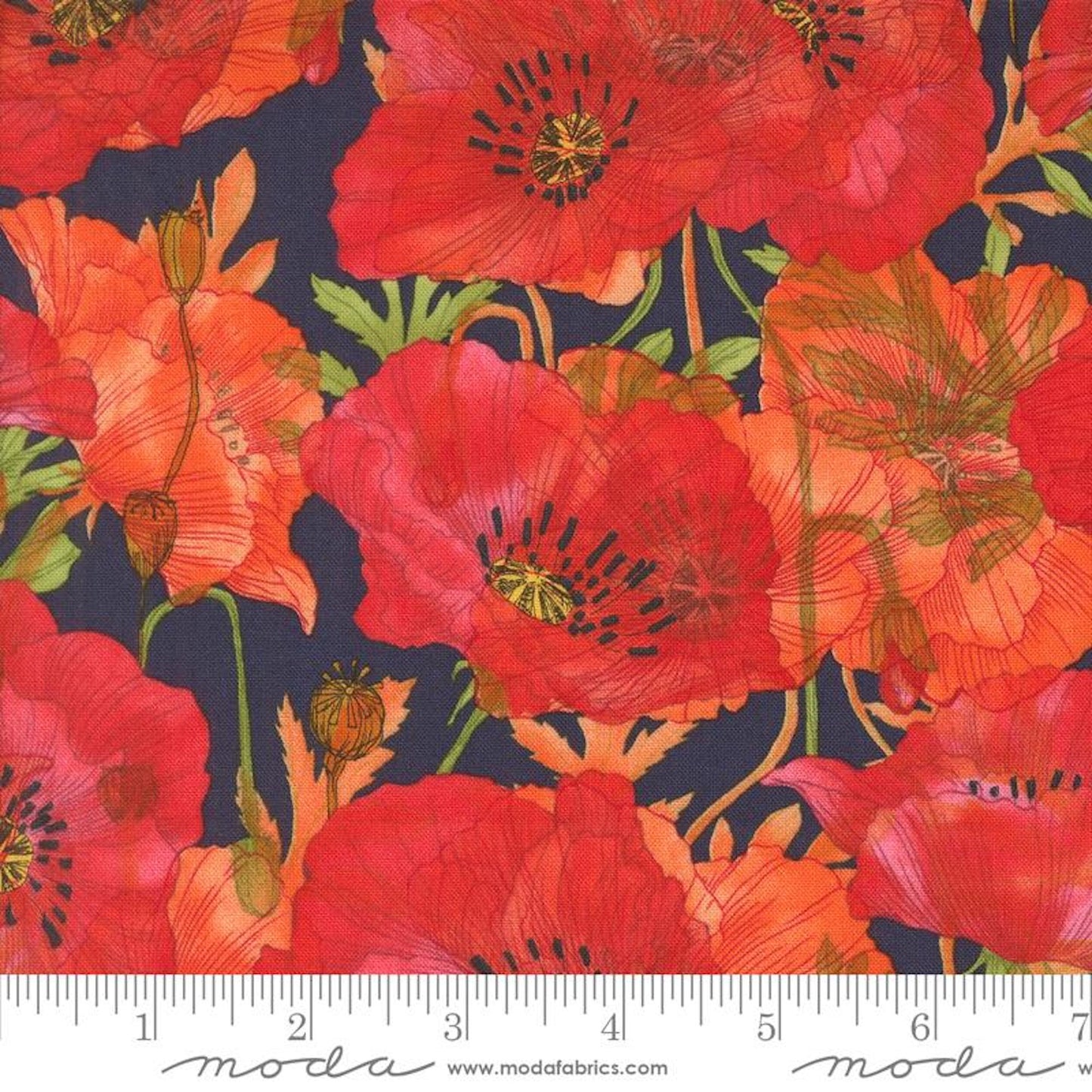 Superbloom- Indigo Poppy: Sold by the 1/2 yard
