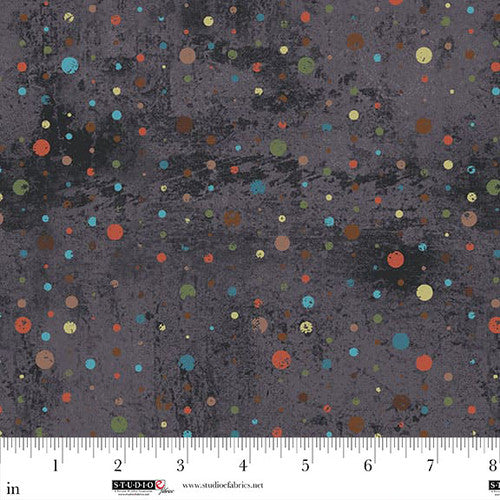 Rough Around the Edges- Chocolate Weathered Dots: Sold by the 1/2 yard.