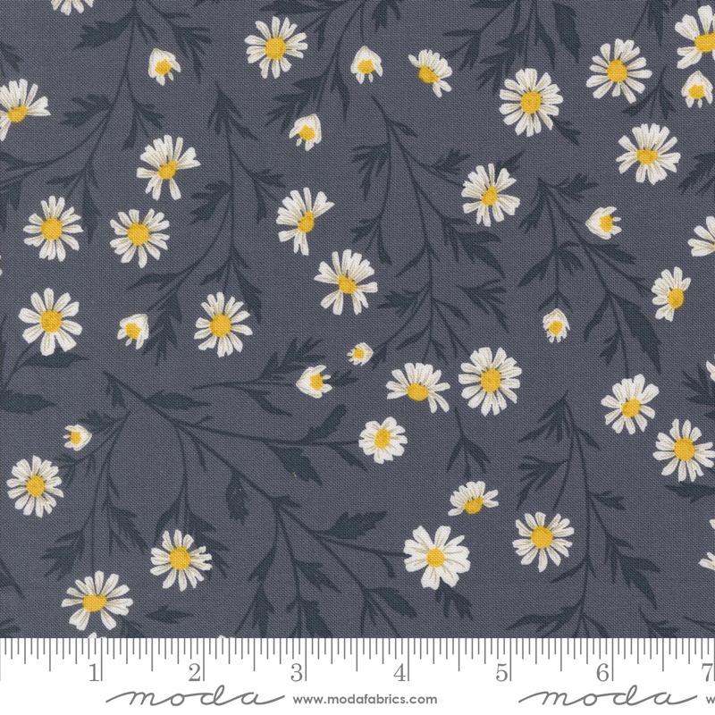 Sun Drenched- Indigo Wild Daisy: Sold By The 1/2 Yard
