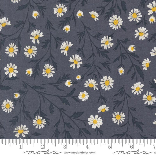 Sun Drenched- Indigo Wild Daisy: Sold By The 1/2 Yard