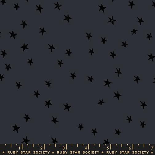 Starry- Charcoal Stars: Sold by the 1/2 Yard