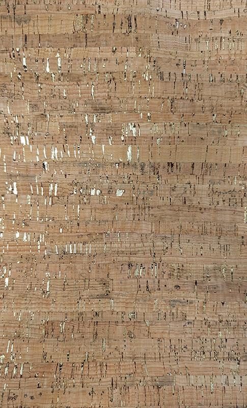 Cork Fabric- Natural/Gold Metallic 18"x15" Roll