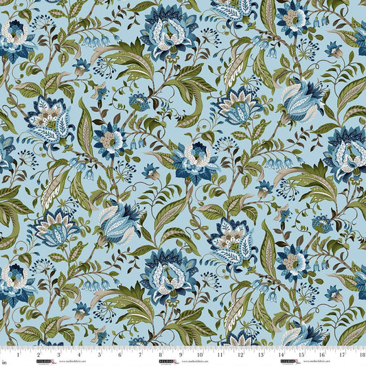 Ashdown Forest- Light Blue Jacobean Floral: Sold by the 1/2 yard
