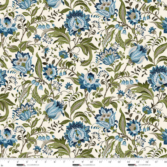 Ashdown Forest- Pale Ecru Jacobean Floral: Sold by the 1/2 yard